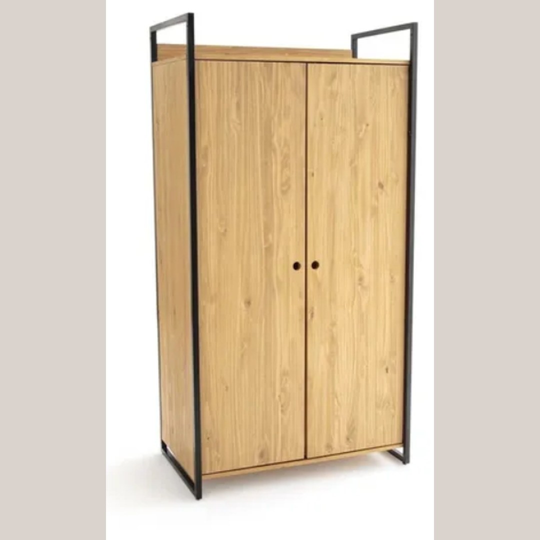 Modern Industrial Open Wardrobe Garment Rack with Shelves