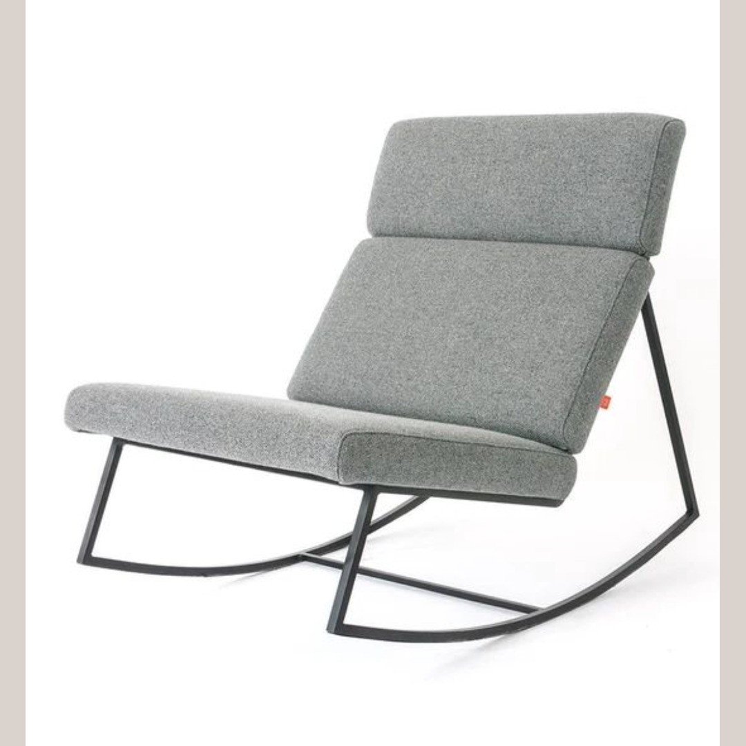 Stylish Fabric Rocking Chair with Modern Metal Frame - Light Grey